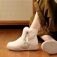 Women's Sneakers Boots Platform Sneakers Dad Shoes High Top Sneakers Daily Booties Ankle Boots Embroidery Zipper Platform Flat Heel Round Toe Casual Minimalism Running Walking Faux Fur PU Zipper Lightinthebox - thumbnail