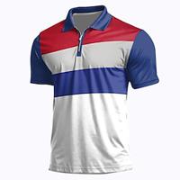 National Flag Men's Casual Print Polo Shirt Zip Polo Casual Daily Sports Polyester Short Sleeve Turndown Polo Shirts White Blue Spring Summer S M L Micro-elastic Lapel Polo Lightinthebox