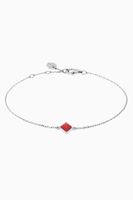 Cleo Pyramid Bracelet with Red Coral in 18kt White Gold Cleo Pyramid Bracelet with Red Coral in 18kt White Gold