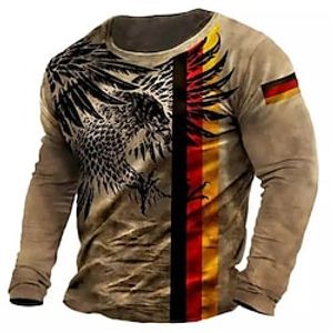 Men's T shirt Tee Tee Graphic Eagle Crew Neck Clothing Apparel 3D Print Outdoor Casual Long Sleeve Print Vintage Fashion Designer Lightinthebox