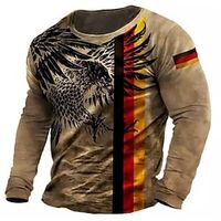 Men's T shirt Tee Tee Graphic Eagle Crew Neck Clothing Apparel 3D Print Outdoor Casual Long Sleeve Print Vintage Fashion Designer Lightinthebox - thumbnail