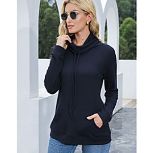 Women's Sweatshirt Pullover Plain Front Pocket Daily Sports Active Streetwear Hoodies Sweatshirts  Wine Black Navy Blue miniinthebox