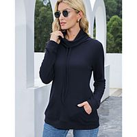 Women's Sweatshirt Pullover Plain Front Pocket Daily Sports Active Streetwear Hoodies Sweatshirts  Wine Black Navy Blue miniinthebox - thumbnail