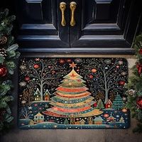 Christmas Tree Doormat Non-Slip Oil Proof Rug Scandinavian Folk Art Indoor Outdoor Mat Bedroom Decor Bathroom Mat Entrance Rug Door Mat miniinthebox - thumbnail