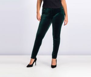 Womens Velvet Straight Leg Pants  Hunter Forest
