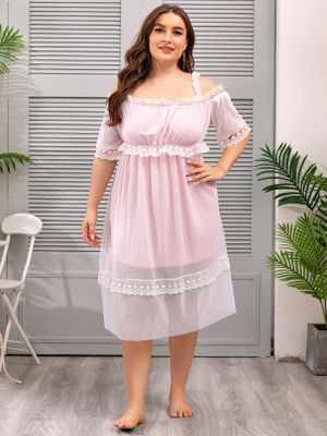 Plus Size Cold Shoulder Short Sleeves Sleepwear Plus Size Cold Shoulder Short Sleeves Sleepwear