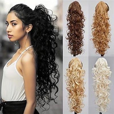 24 Inch Ponytail Extensions For Women, Long Curly Wigs Clip In Hairs Body Wave Synthetic Hair Natural Looking For Girls Cosplay Daily Party miniinthebox 24 Inch Ponytail Extensions For Women, Long Curly Wigs Clip In Hairs Body Wave Synthetic Hair Natural Looking For Girls Cosplay Daily Party miniinthebox