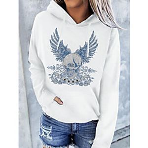 Women's Hoodie Sweatshirt Graphic Prints Skull Stars Front Pocket Print Halloween Sports Hot Stamping Active Streetwear Hoodies Sweatshirts  White Black miniinthebox
