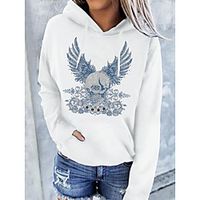 Women's Hoodie Sweatshirt Graphic Prints Skull Stars Front Pocket Print Halloween Sports Hot Stamping Active Streetwear Hoodies Sweatshirts  White Black miniinthebox - thumbnail