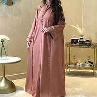 Women's Shift Dress Swing Dress Kaftan Dress Long Dress Maxi Dress Green Purple Pink Long Sleeve Line Patchwork Winter Fall Spring Stand Collar Fashion Party Winter Dress Birthday Loose Fit 2022 S M Lightinthebox - thumbnail