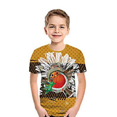 Kids Boys' T shirt Tee Short Sleeve 3D Print Bird Animal Yellow Children Tops Summer Active Daily Wear Regular Fit 3-12 Years miniinthebox
