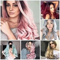 Synthetic Wig Curly Middle Part Machine Made Wig Medium Length A1 A2 A3 A4 A5 Synthetic Hair Women's Soft Classic Easy to Carry Pink Purple Green  Daily Wear  Party  Evening Lightinthebox - thumbnail