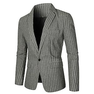 Men's Casual Blazer Regular Regular Fit Striped Dark Gray 2022 Lightinthebox