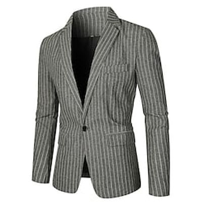Men's Casual Blazer Regular Regular Fit Striped Dark Gray 2022 Lightinthebox