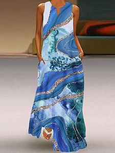 Sleeveless Printed Casual Maxi Dress