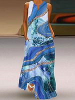 Sleeveless Printed Casual Maxi Dress