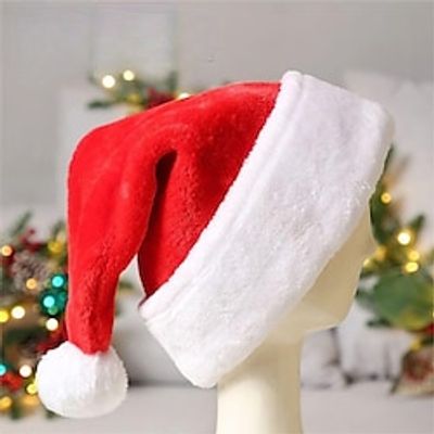 Kids Christmas hat Unisex Active Party Solid Color Cotton Hats  Caps Red One-Size Funny Christmas Hats for Kids  Adults miniinthebox
