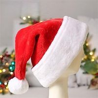 Kids Christmas hat Unisex Active Party Solid Color Cotton Hats  Caps Red One-Size Funny Christmas Hats for Kids  Adults miniinthebox - thumbnail