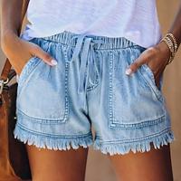 Women's Shorts Denim Plain White Blue Casual Daily Short Going out Weekend Summer Lightinthebox