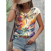 Women's Tank Top Floral Casual Daily Print Yellow Short Sleeve Elegant V Neck Summer Lightinthebox