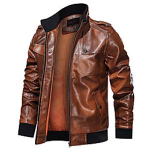 Men's Jacket Street Fall Winter Regular Coat Regular Fit Windproof Elegant Jacket Long Sleeve Solid Color Patchwork Army Green Black miniinthebox