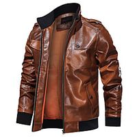 Men's Jacket Street Fall Winter Regular Coat Regular Fit Windproof Elegant Jacket Long Sleeve Solid Color Patchwork Army Green Black miniinthebox - thumbnail
