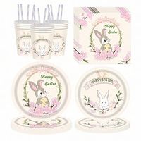 24-pack Easter Bunny themed party supplies 7-inch paper plates, 24-pack Easter Bunny-themed party supplies 9-inch paper plates, 24-pack Easter Bunny themed party supplies 13-inch paper towels, 24-pack Lightinthebox