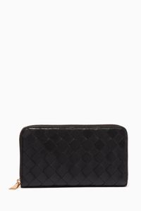 Intrecciato Leather Zip Around Wallet