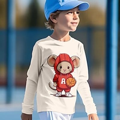 Boys 3D Cartoon Tee Shirt Long Sleeve 3D Print Spring Fall Sports Fashion Streetwear Polyester Kids 3-12 Years Crew Neck Outdoor Casual Daily Regular Fit Lightinthebox