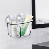 Double Strong Vacuum Suction Cup Storage Box Rack Bathroom Shelf Wall Stand Rack