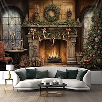 Christmas Vintage Fireplace Hanging Tapestry Wall Art Xmas Large Tapestry Mural Decor Photograph Backdrop Blanket Curtain Home Bedroom Living Room Decoration miniinthebox Christmas Vintage Fireplace Hanging Tapestry Wall Art Xmas Large Tapestry Mural Decor Photograph Backdrop Blanket Curtain Home Bedroom Living Room Decoration miniinthebox