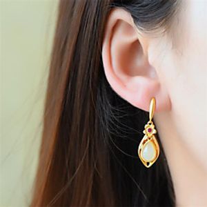 Jade Earrings Earrings Classic Fashion Punk Trendy Romantic Sweet Cute Imitation Pearl Earrings Jewelry Silver For Gift Date Street Birthday Festival 1 Pair miniinthebox