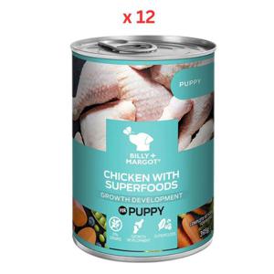 Billy & Margot Puppy Chicken With Superfoods Wet Food Can 395g Pack Of 12 (UAE Delivery Only)