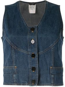 Chanel Pre-Owned stitched detailing buttoned denim top - Blue