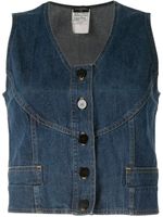 Chanel Pre-Owned stitched detailing buttoned denim top - Blue - thumbnail