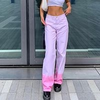 Women's Straight Jeans Pink Pants Trousers High Waisted High-Rise Loose Straight Leg Y2K Barbiecore Streetstyle Lightinthebox - thumbnail