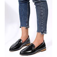 Women's Loafers  Slip-Ons Chunky Heel Pointed Toe PU Solid Colored Black miniinthebox - thumbnail