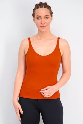 Womens V-Neck Sleeveless Tank Top Rust Womens V-Neck Sleeveless Tank Top Rust