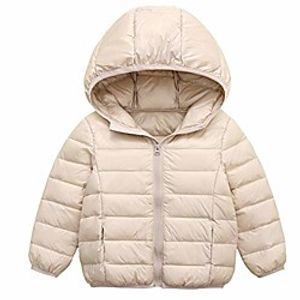 girls boys down jacket hooded zipper down coat warm gift beige Lightinthebox