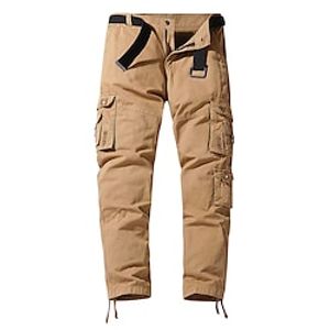 Men's Cargo Pants Work Pants Track Pants Military Winter Outdoor Standard Fit Ripstop Multi Pockets Sweat wicking Pants  Trousers Bottoms Full Length Pocket Beam Foot Black Army Green Cotton Hunting Lightinthebox