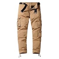Men's Cargo Pants Work Pants Track Pants Military Winter Outdoor Standard Fit Ripstop Multi Pockets Sweat wicking Pants  Trousers Bottoms Full Length Pocket Beam Foot Black Army Green Cotton Hunting Lightinthebox - thumbnail