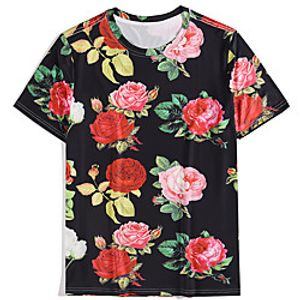 Men's T shirt 3D Print Plants 3D Print Print Short Sleeve Casual Tops Casual Beach Black  Red Lightinthebox