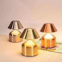 5.5 Mushroom Shaped Table Lamp Metal Rechargeable with 3-Color Dimming Indoor Bedroom Living Room Atmosphere Desk Lamp Lightinthebox