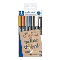 Staedtler DJ Metalic Marker Brush 6 Color + 1 Liner - thumbnail