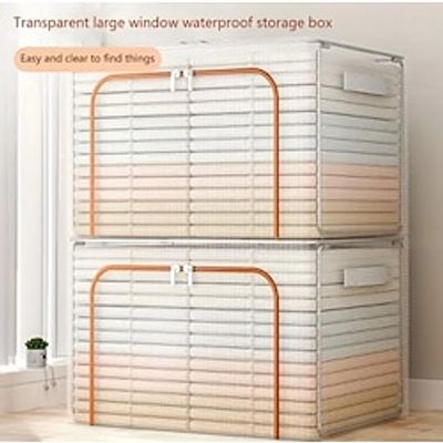 Transparent Mesh Folding Storage Box, Wardrobe Dustproof Clothes Organizer, Thickened Steel Pipe Quilt Storage Bag miniinthebox