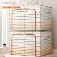 Transparent Mesh Folding Storage Box, Wardrobe Dustproof Clothes Organizer, Thickened Steel Pipe Quilt Storage Bag miniinthebox - thumbnail