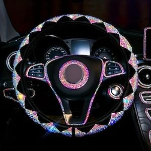 Luxury Crystal Colorful Rhinestone Car Steering Wheel Cover Universal 15 inch Anti-Slip Bling Car Steering Wheel Protector Car Accessories miniinthebox