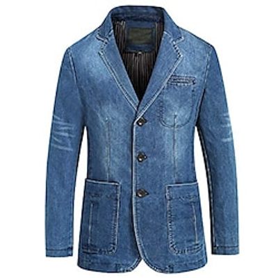 Men's Blazer Denim Jacket Jean Jacket Casual Sports Contemporary Classic Timeless Jacket Outerwear Light Blue Navy Blue Lightinthebox Men's Blazer Denim Jacket Jean Jacket Casual Sports Contemporary Classic Timeless Jacket Outerwear Light Blue Navy Blue Lightinthebox