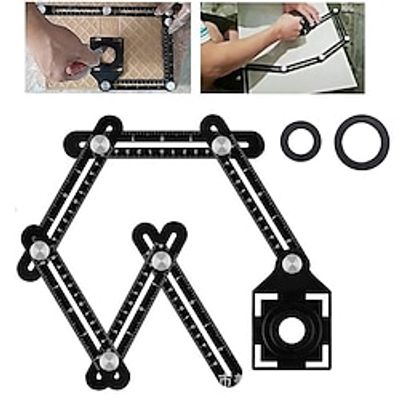 Angleizer Template Tool 6 Sides, Aluminium Alloy Angle Template Multi Angle Ruler, Multi-Function Ruler, Angle Measuring Tool, with Tile Positioning Aperture Ruler Lightinthebox