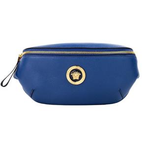 Versace Small Navy Calf Leather Medusa Pendant Fanny Waist Pack Belt Bag - 84564